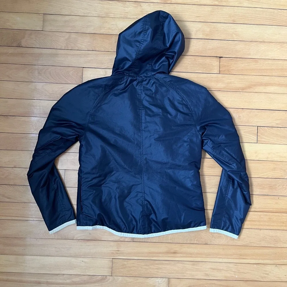 Lacoste Reversible Hooded Windbreaker Jacket Navy Blue Logo Star Print Mens S - Picture 6 of 9